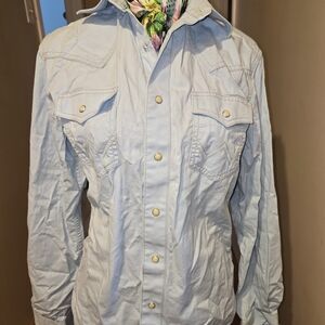 Wrangler Light Blue Button-Up Blouse